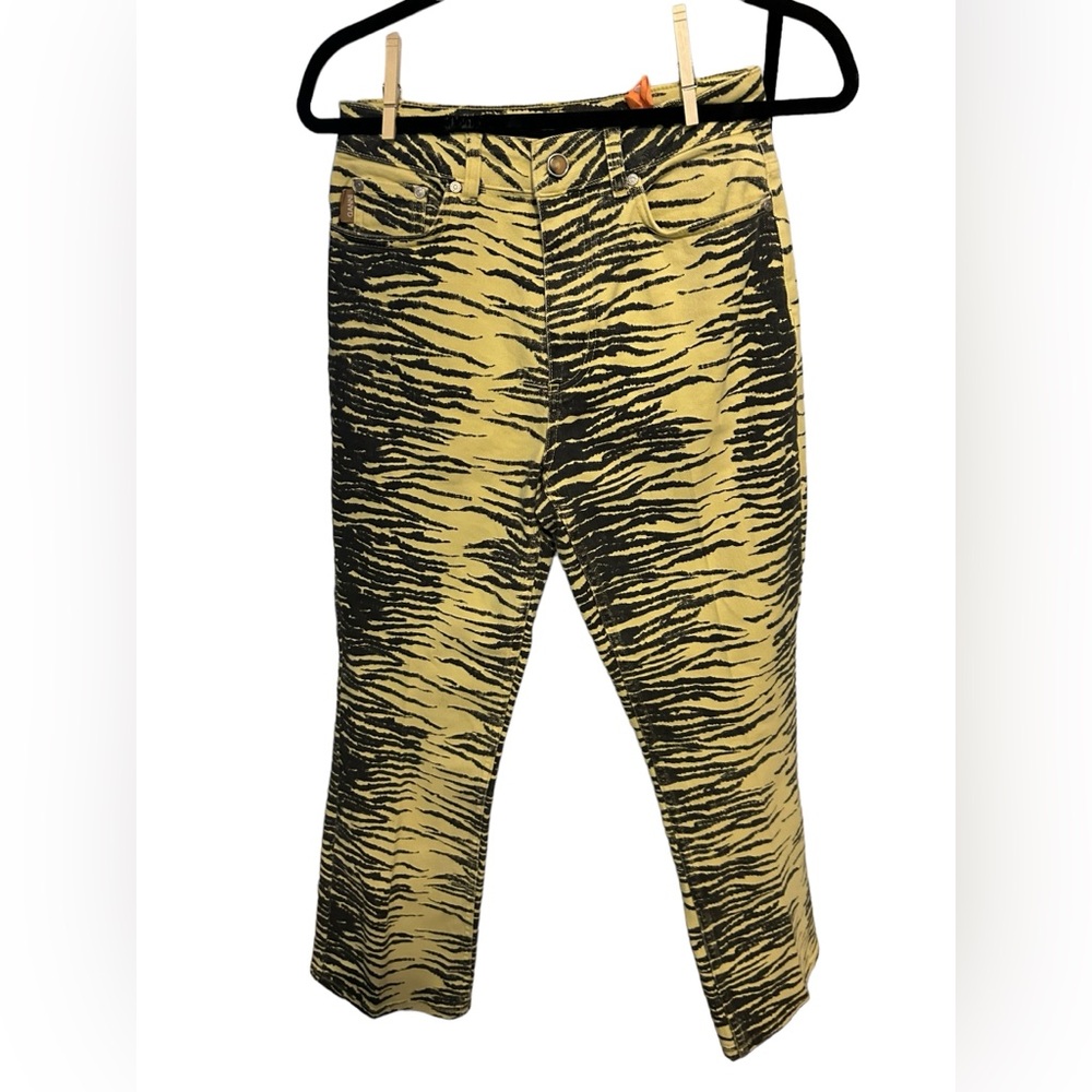 Ganni Zebra Print Denim Jeans - Pale Banana